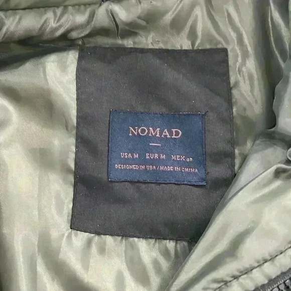 Nomad Mens Quilted Puffer Jacket Medium Black Green Insulated Full Zip Lined - Picture 7 of 12